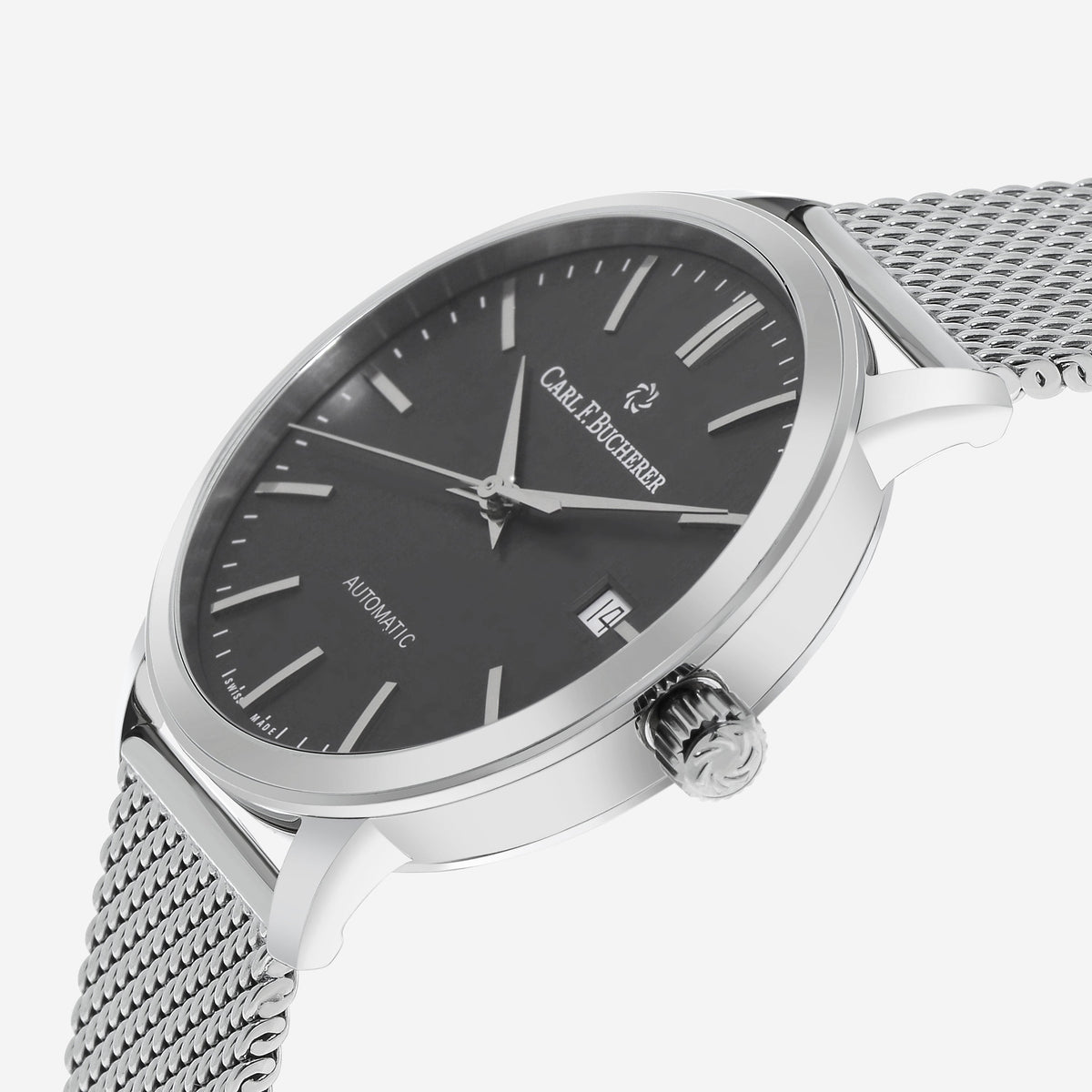 Close-up detail view of Carl F. Bucherer men's watch