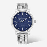 Front view of Carl F. Bucherer men's blue watch