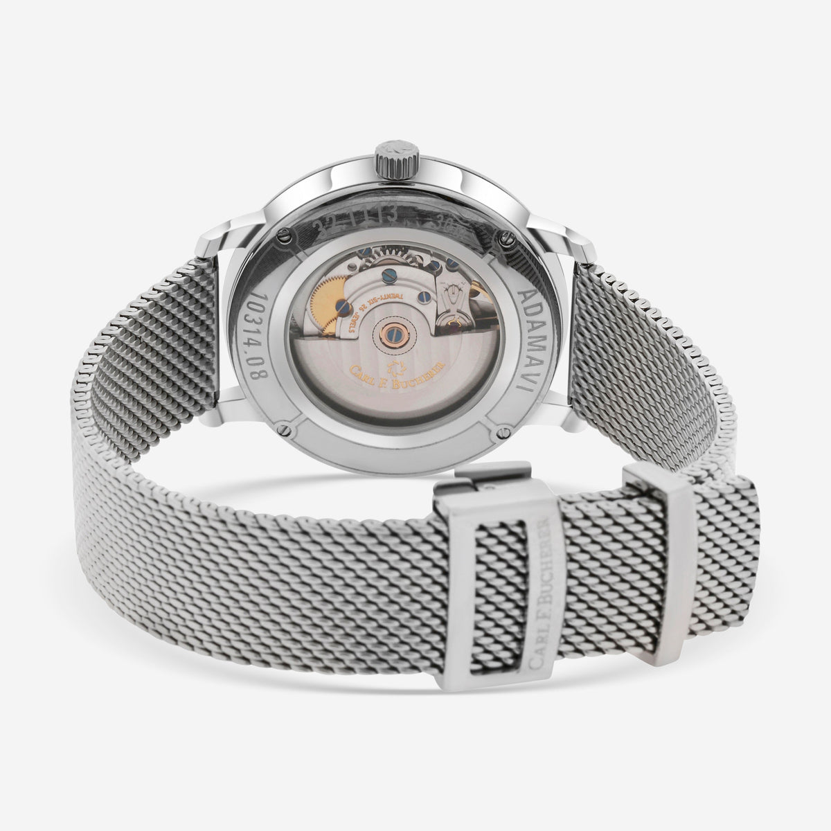 Angled view of Carl F. Bucherer men's blue watch