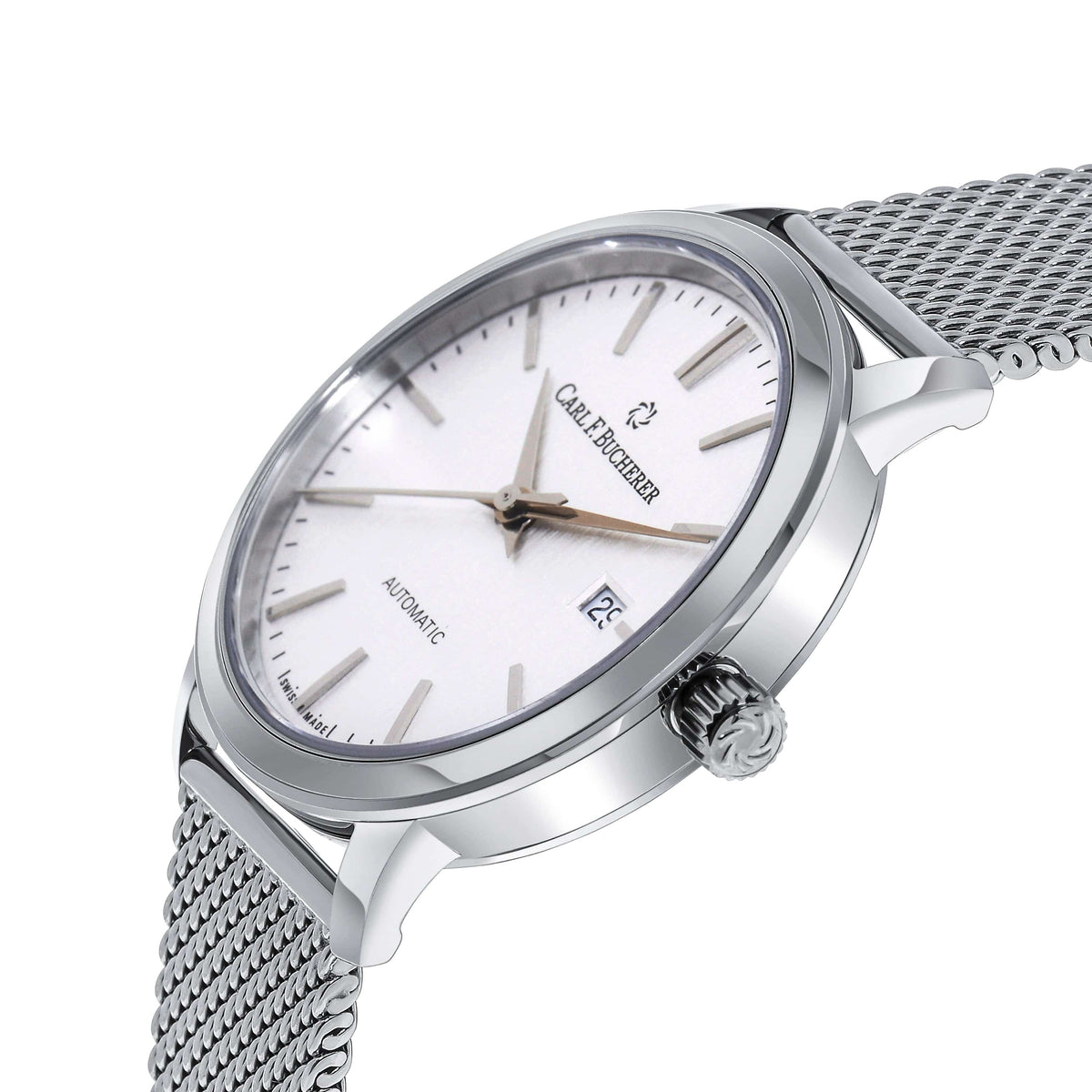 Close-up detail view of Carl F. Bucherer women's watch
