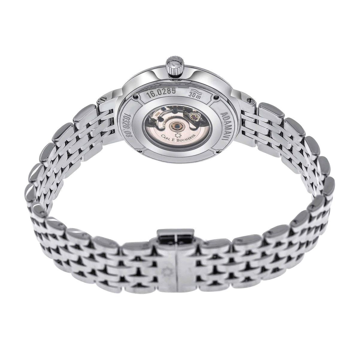 Close-up detail view of Carl F. Bucherer women's watch