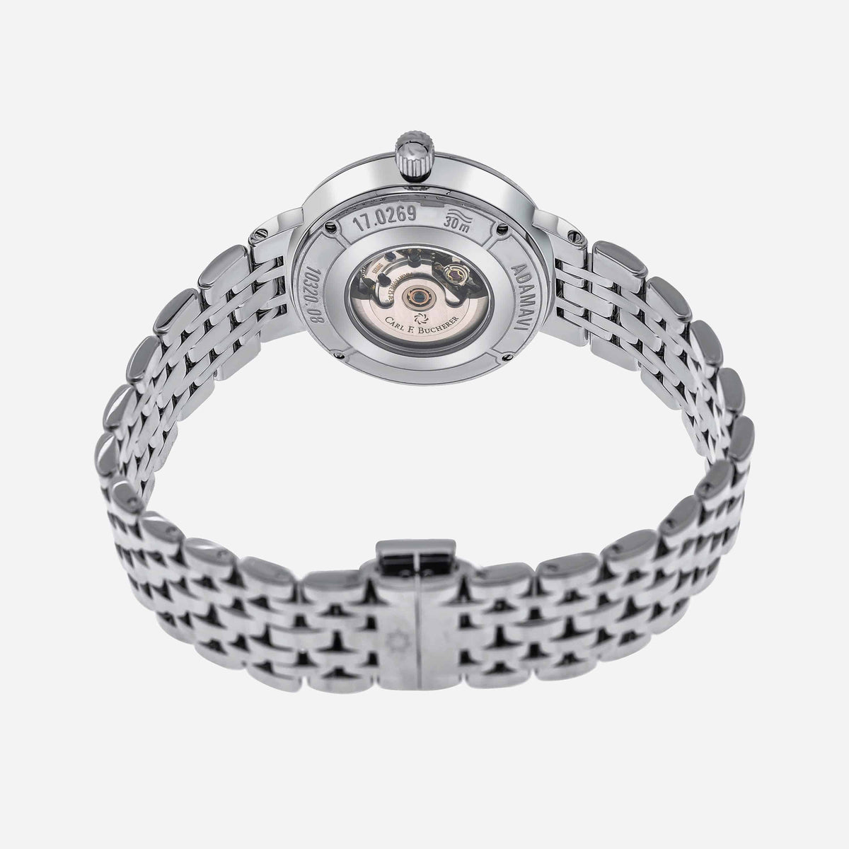 Close-up detail view of Carl F. Bucherer women's watch