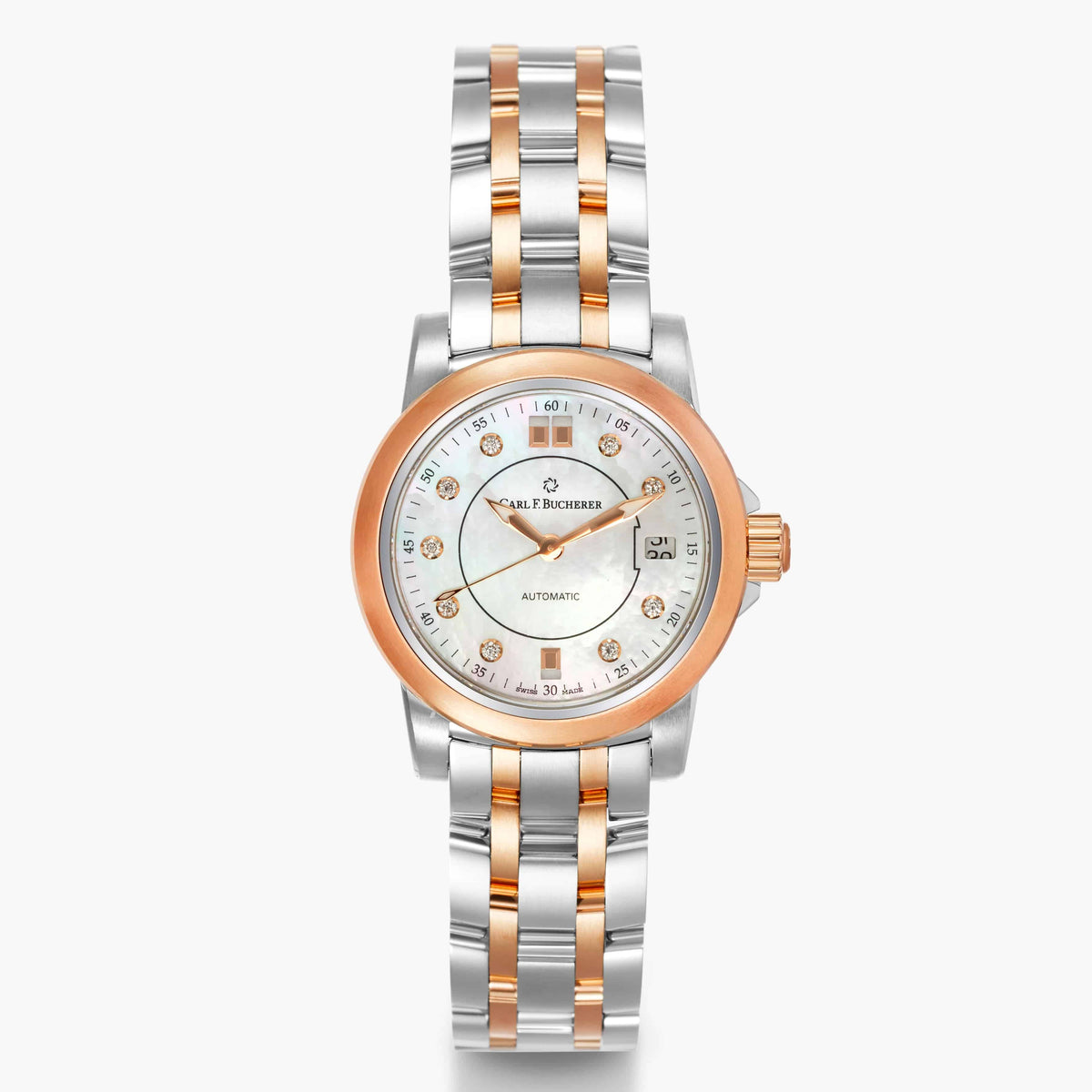 Front view of Carl F. Bucherer women's two tone watch