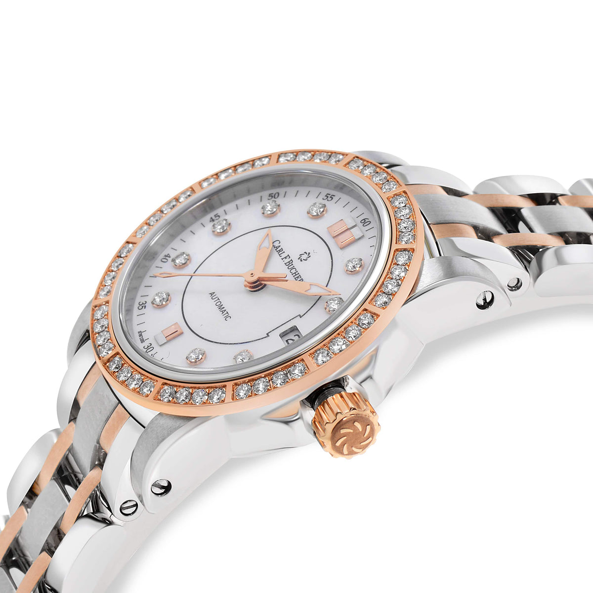 Front view of Carl F. Bucherer women's two tone watch
