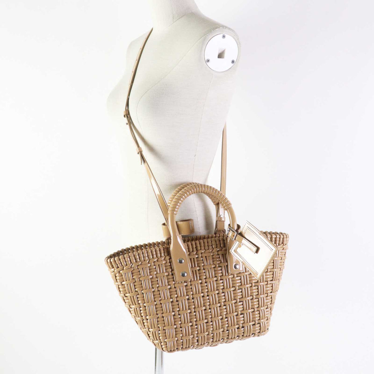 Side view of Balenciaga handbag Beige premium designer bag