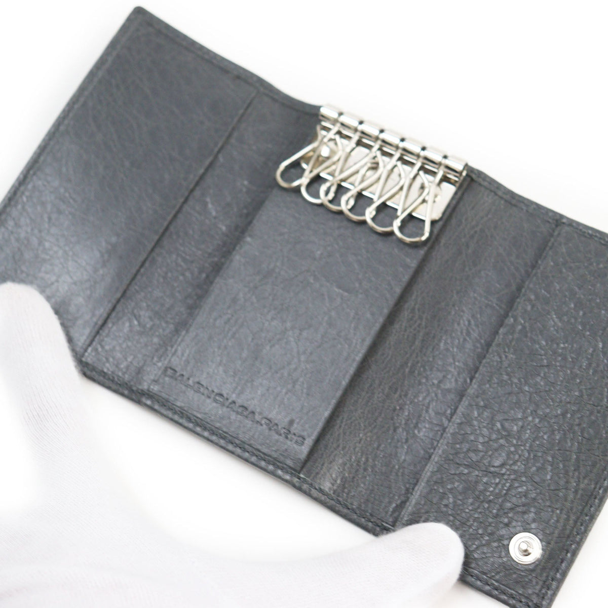 Side view of Balenciaga handbag Gray premium designer bag