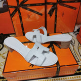 Hermès Red Crisscross Strap Sandals - Sole Detail View
