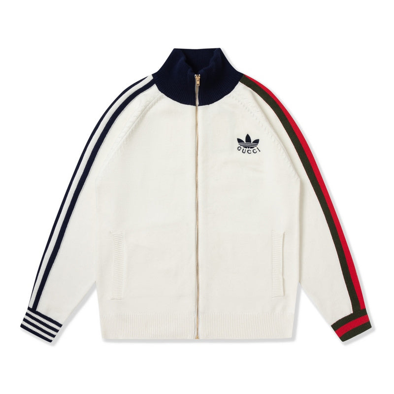 Front view of Gucci luxury clothing with logo-detail design