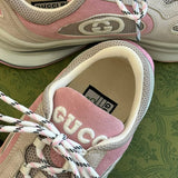 Gucci stone beige luxury sneakers view 10 bold athletic profile