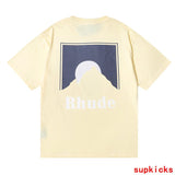 Front view of Rhude luxury clothing with contemporary cut