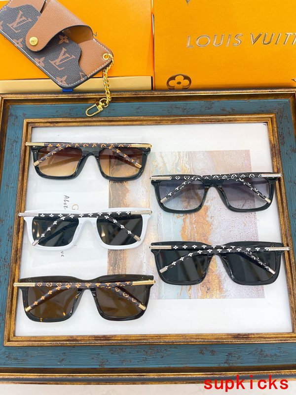 Close-up detail view of Louis Vuitton unisex sunglasses