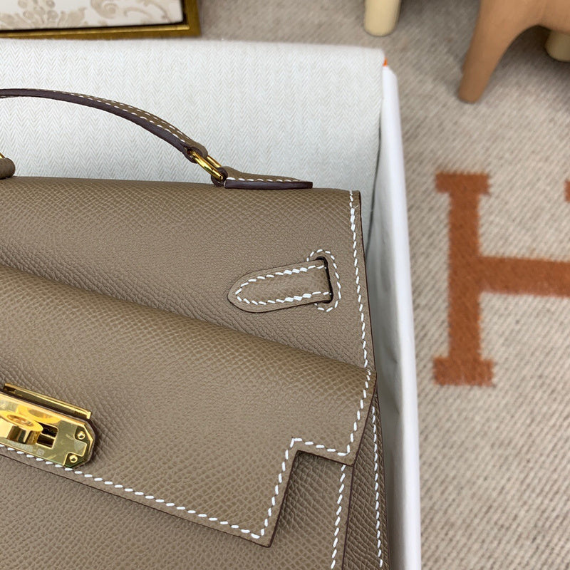 Side view of structured structured handbag