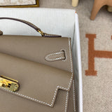 Side view of structured structured handbag