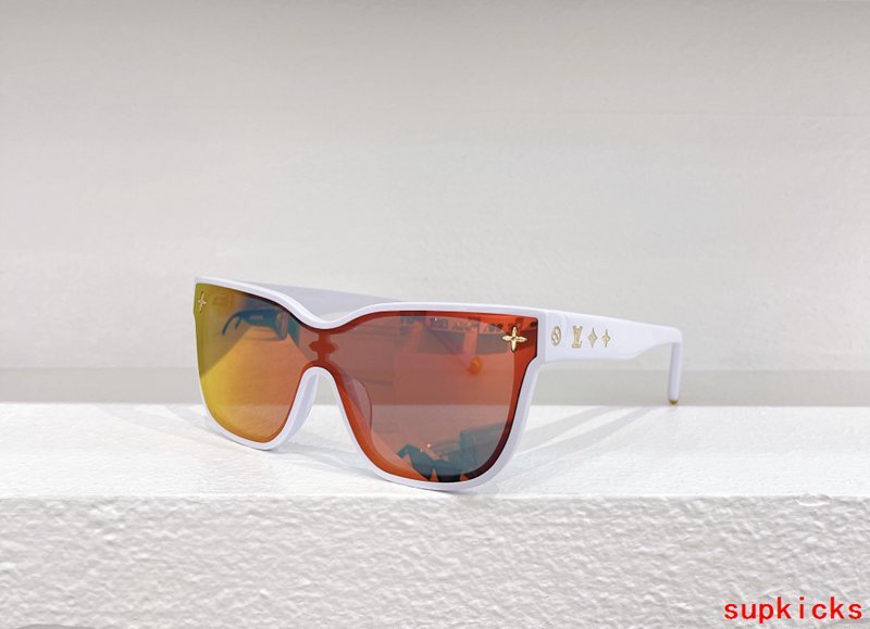 Close-up detail view of Louis Vuitton unisex sunglasses