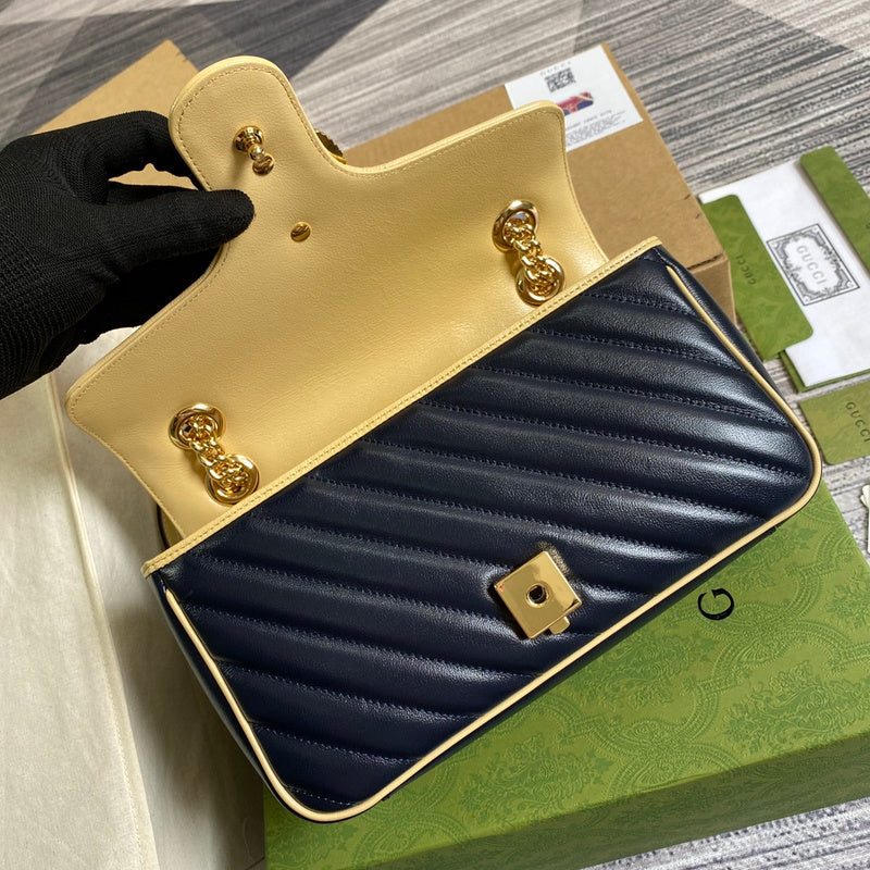 Front view of modern polished women's handbag – women's statement bag