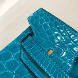 Side view of understated structured handbag