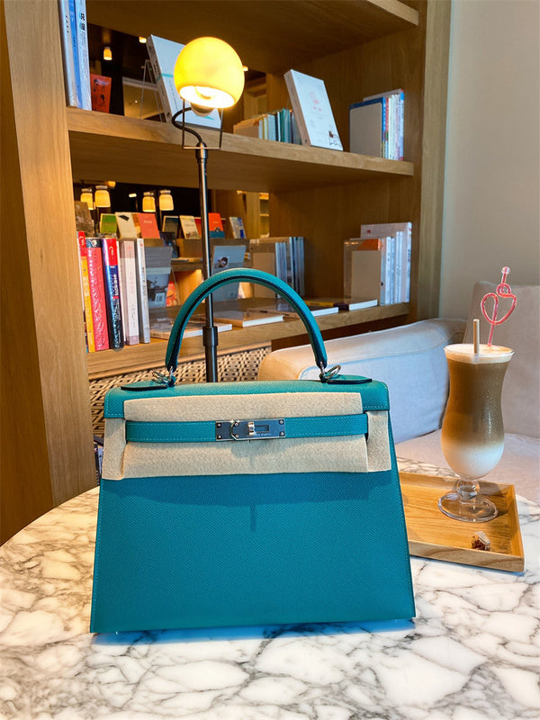Side view of effortless structured handbag