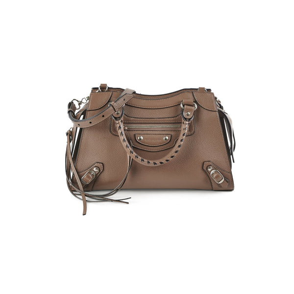 Balenciaga Neo Classic Taupe Shoulder Bag | Structured Leather Handbag