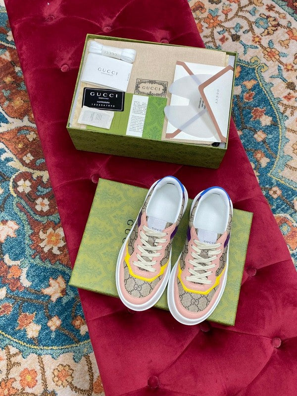 Gucci crisp white luxury sneakers view 8 retro runner design
