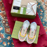 Gucci crisp white luxury sneakers view 8 retro runner design