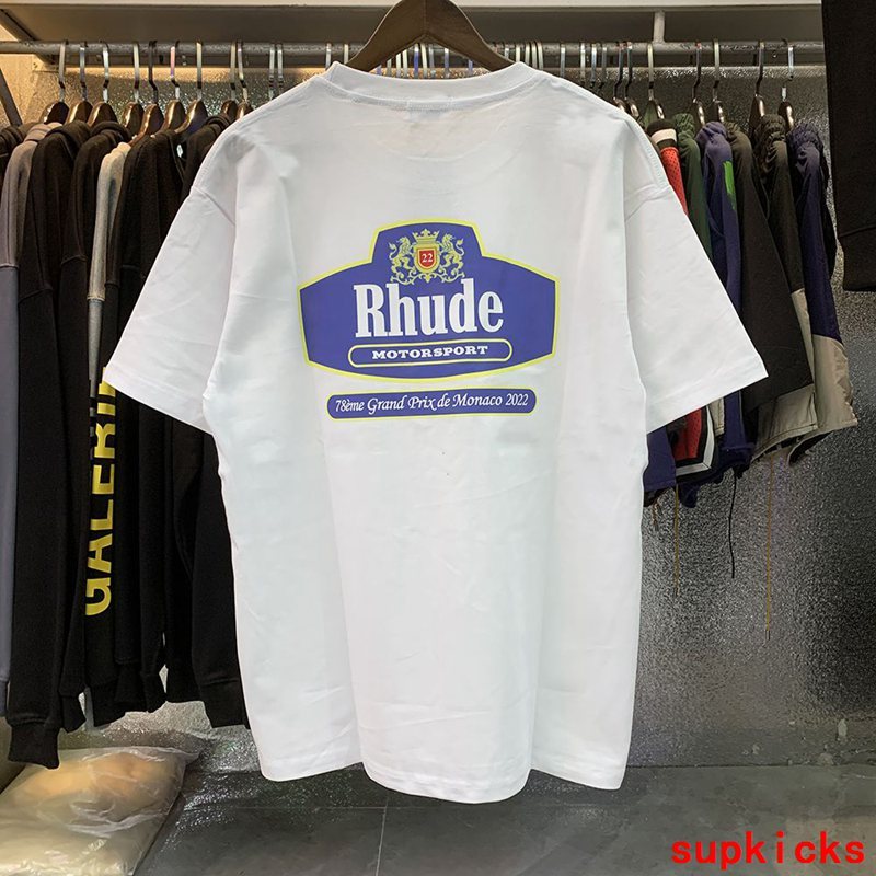 Full styled look of Rhude luxury clothing with tailored silhouette