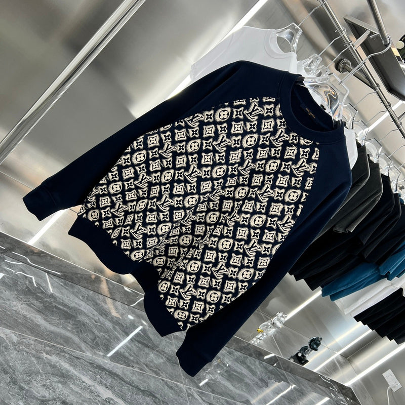 Close-up detail shot of Louis Vuitton luxury clothing with relaxed-fit cut