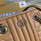 Back view of modern polished women's handbag – women's designer-style accessory