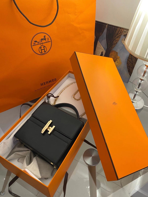 Side view of modernist structured handbag