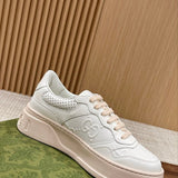 Gucci Streetwear sneakers in neutral cream breathable knit upper front view