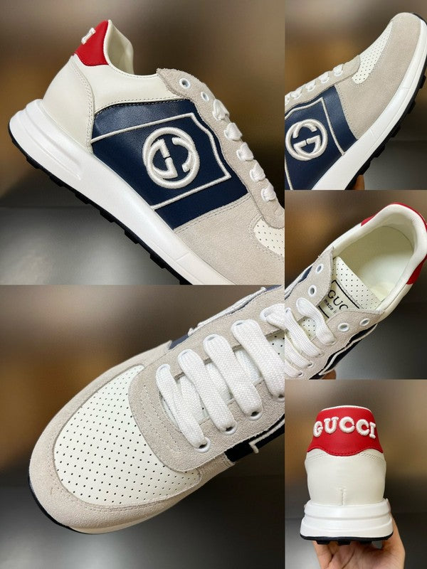 Side profile of Gucci bold contrast sneakers breathable knit upper