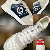 Side profile of Gucci bold contrast sneakers breathable knit upper