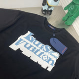 Close-up detail shot of Louis Vuitton cotton t-shirt with monogram-inspired silhouette