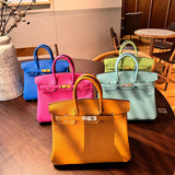 Side view of smart structured handbag