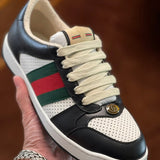 Gucci crisp white luxury sneakers view 8 heritage-inspired look