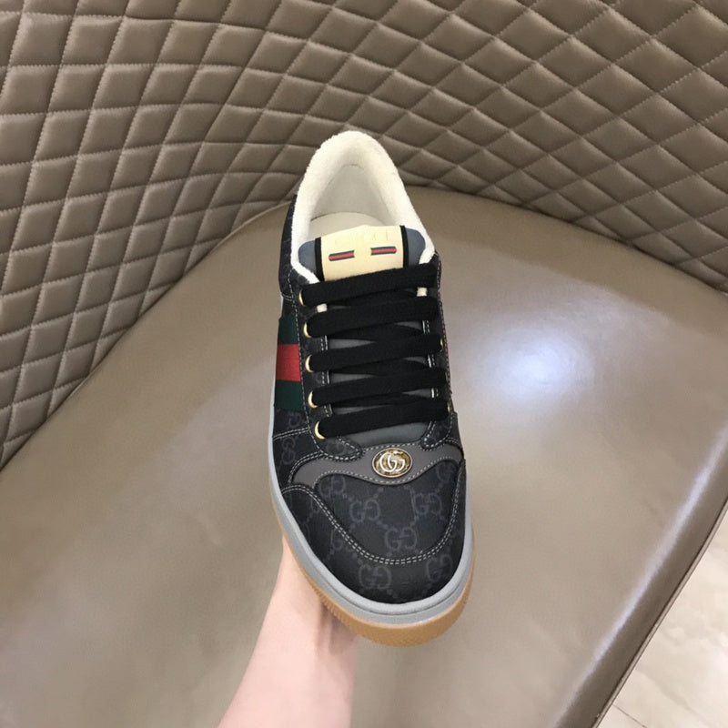 Gucci crisp white luxury sneakers view 4 retro runner design