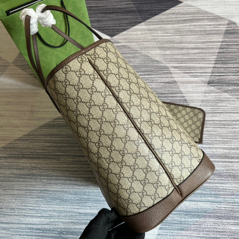 Side view of sleek structured handbag