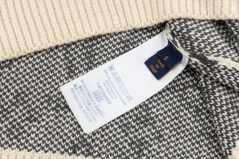 Close-up detail shot of Louis Vuitton luxury clothing with contemporary cut