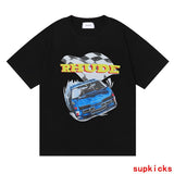 Front view of Rhude luxury clothing with everyday silhouette