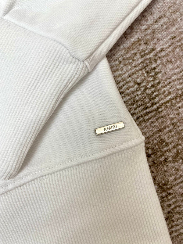 Close-up of Amiri hoodie craftsmanship