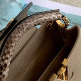 Front view of modern refined women's handbag – women's designer-style accessory