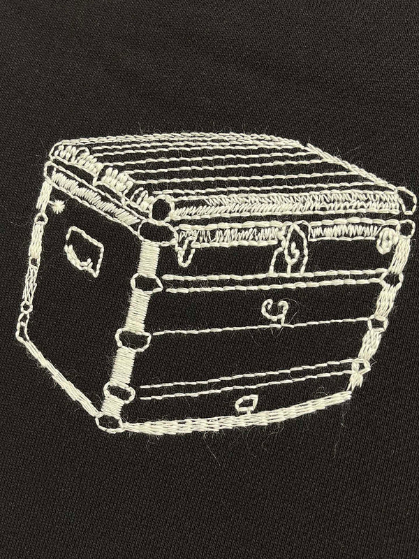 Side profile of Louis Vuitton luxury clothing with logo-detail design
