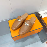 Hermès Beige Platform Sandals - Angled View