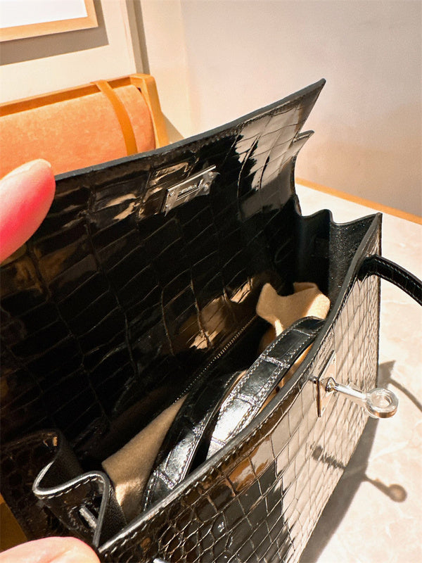 Side view of versatile structured handbag