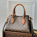  clean-lined top-handle bag styled with outfit 24