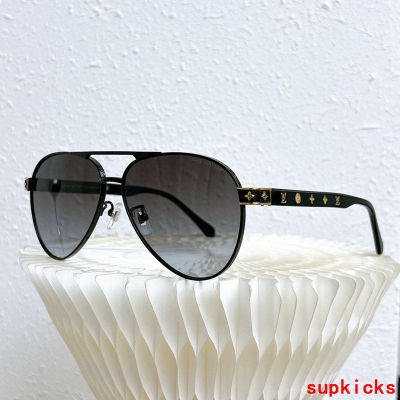 Close-up detail view of Louis Vuitton unisex sunglasses