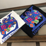 Side profile of Louis Vuitton luxury clothing with signature branding