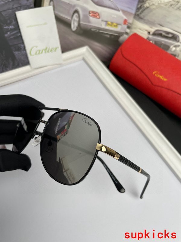 Close-up detail view of Cartier unisex sunglasses