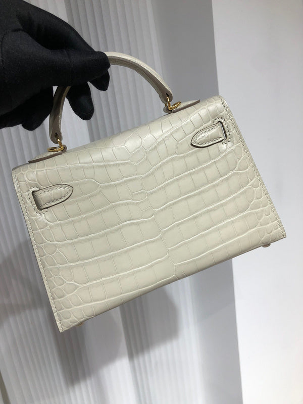 Side view of sophisticated structured handbag