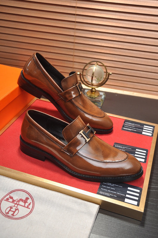 Hermès Grey Classic Ballet Flats - Heel Detail View