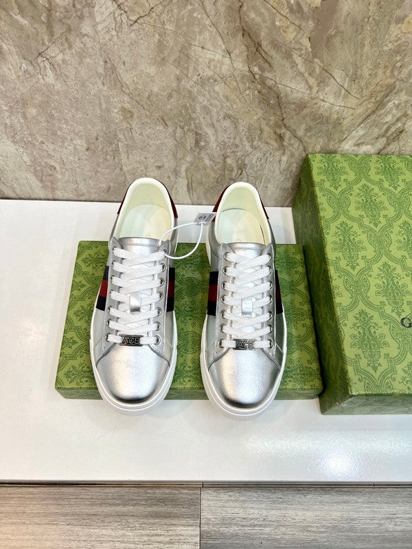 Gucci neutral cream luxury sneakers view 9 breathable knit upper